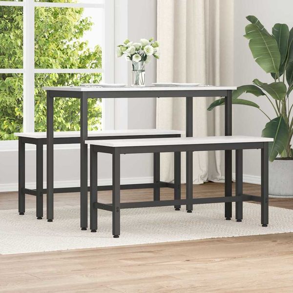 vidaXL Esstischbank 2 pcs Weiß 100 x 32,5 x 49 cm Massives Kiefernholz 873789