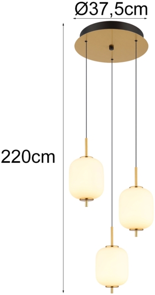 Hängeleuchte Esszimmer LED Hängelampe Esstisch Wohnzimmer Messing Glas 15217-3 Bild 4