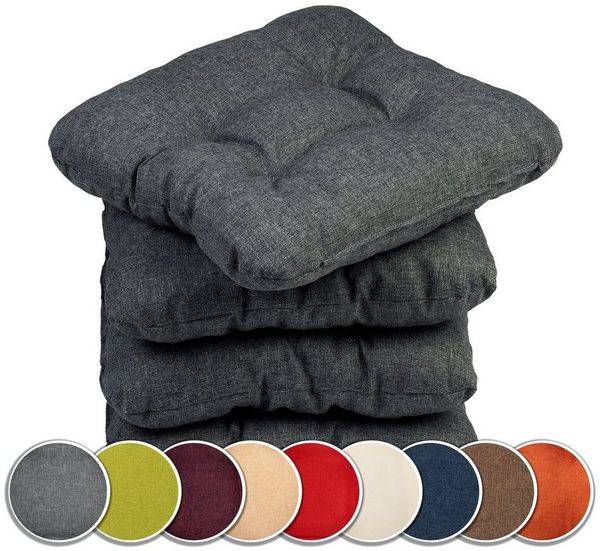 sunnypillow Stuhlkissen 4er Set Stuhlkissen 45x45 cm Bequeme 8cm, Polsterauflage Auflage für Stühle / Bänke