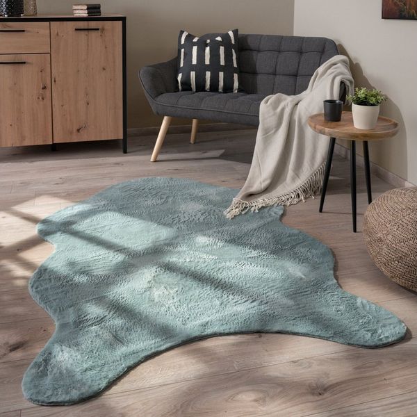 Paco Home Fellteppich Pelt 640, fellförmig, Höhe: 16 mm, Kunstfell, Uni Farben, sehr weicher Flor