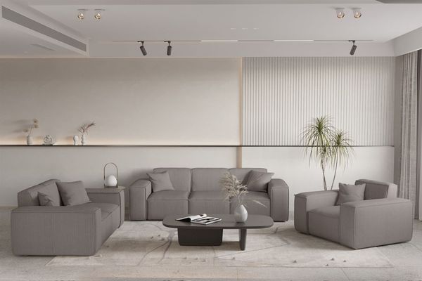 Sofaset Designersofa CELES PREMIUM 3-2-1 in Stoff Scala Taupe