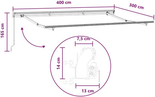 vidaXL Ausziehbare Markise Sand 4 x 3 m Polyester und Aluminium 3426025 Bild 7