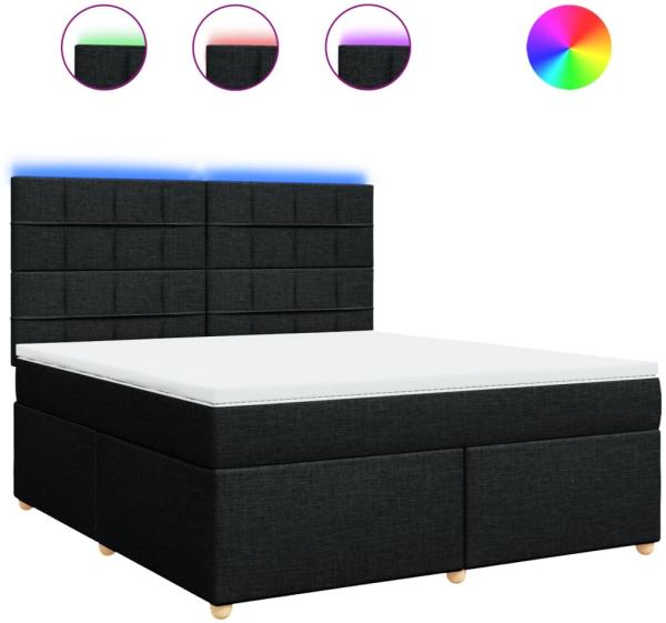 vidaXL Boxspringbett mit Matratze Schwarz 180x200 cm Stoff 3293661