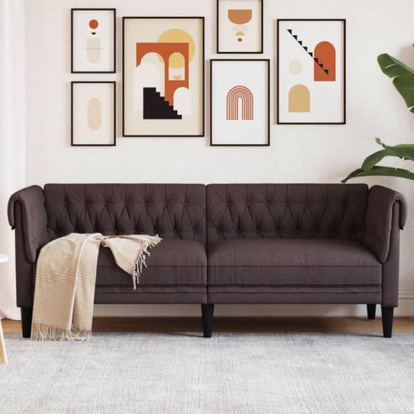 Chesterfield-Sofa 3-Sitzer Dunkelbraun Stoff (Farbe: Braun)