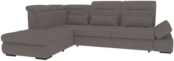 Samtstoff Ecksofa Ares L Form - Samtstoff - grau - Links