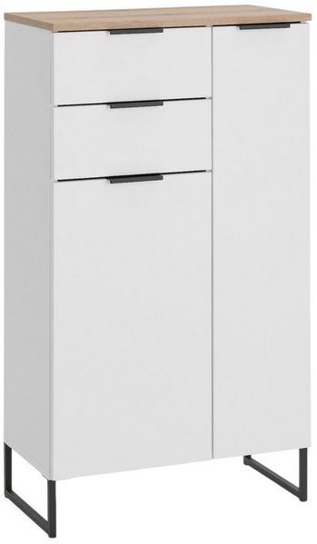 moebel-dich-auf Kommode ASPEN (Highboard, Badschrank mit 2 Schubkästen, in Schwarz matt, Weiß matt), Breite 60 cm