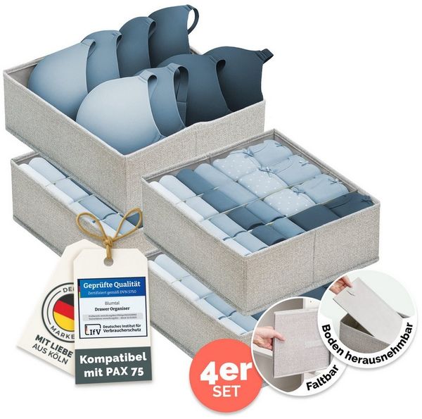 Blumtal Faltbox HEMNES, MALM, PAX Organizer Ordnungssystem Kleiderschrank (4 St), Faltboxen für BHs, T-Shirts - Boxen für Schrank
