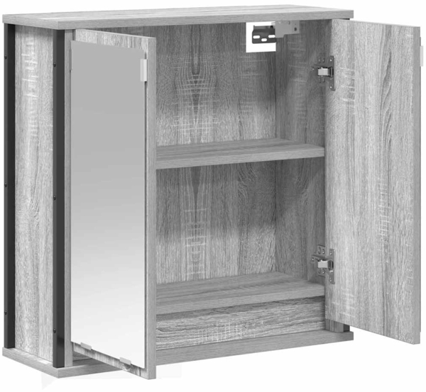 vidaXL Bad-Wandschrank mit Spiegel Grau Sonoma 60x21x60 cm 861900 Bild 3