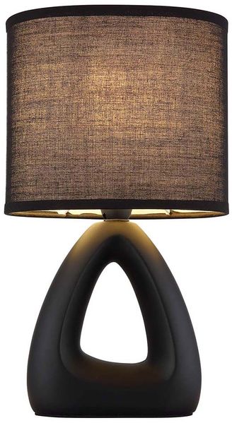 LED Tischleuchte, Keramik Textil, schwarz, H 30 cm