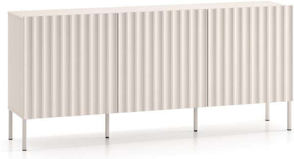 Selsey Derriva - Sideboard 3-türig mit geriffelten Fronten, hellbeige, 170 cm