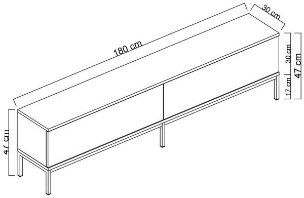 Dmora Fernsehschrank Espero, Ständer für Wohnzimmerfernseher, Niedriges Wohnzimmer-Sideboard, TV-Ständerbasis, 180x30h47 cm, Anthrazit und Gold Bild 3