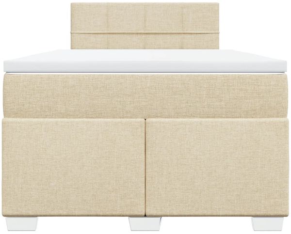vidaXL Boxspringbett mit Matratze Creme 120x190 cm Stoff 3288132 Bild 6