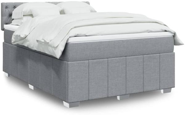 vidaXL Boxspringbett mit Matratze Hellgrau 160x200 cm Stoff 3289426