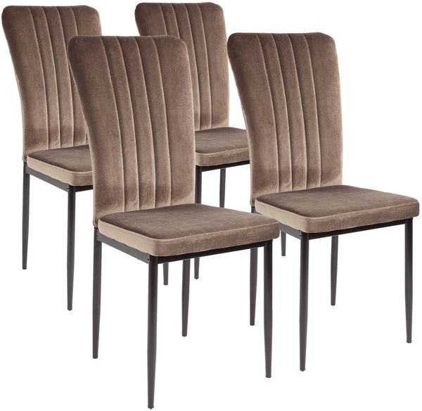 Albatros Esszimmerstühle mit Samt-Bezug 4er Set MODENA, Braun - Stilvolles Vintage Design, Eleganter Polsterstuhl am Esstisch - Küchenstuhl oder Stuhl Esszimmer mit hoher Belastbarkeit