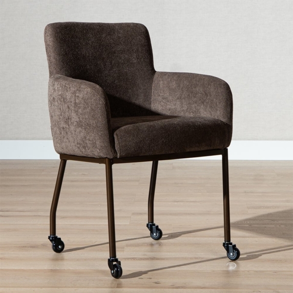 Bronx71 Esszimmerstuhl mit Rollen Finn Chenille braun