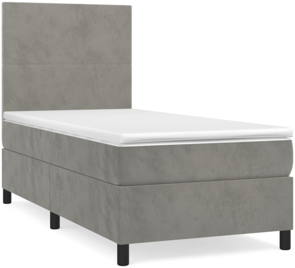 vidaXL Boxspringbett mit Matratze Hellgrau 90x200 cm Samt 3142881