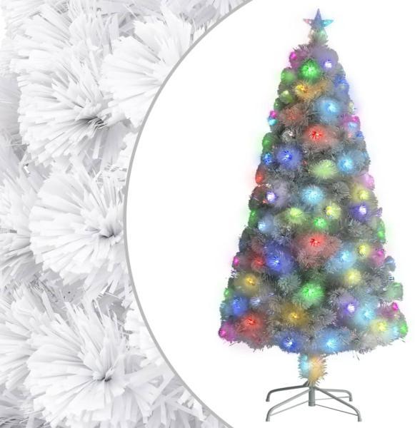 vidaXL Künstlicher Weihnachtsbaum mit Beleuchtung Weiß 64 cm Glasfaser 328448