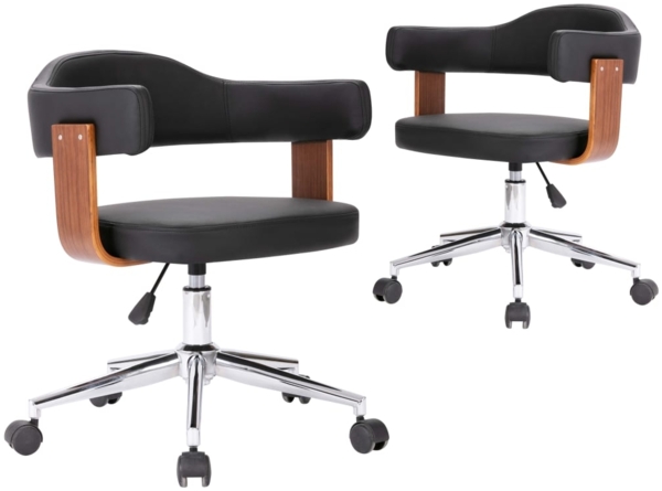 vidaXL Esszimmerstühle 2 Stk. Drehbar Schwarz Bugholz und Kunstleder 3054890