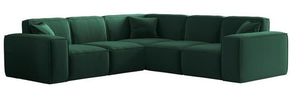 Ecksofa Designersofa CELES PREMIUM Stoff Opera Velvet Grün Seite Universal Bild 4