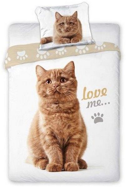 texpot Bettwäsche Katze Love me Garnitur Baumwolle, 2 teilig