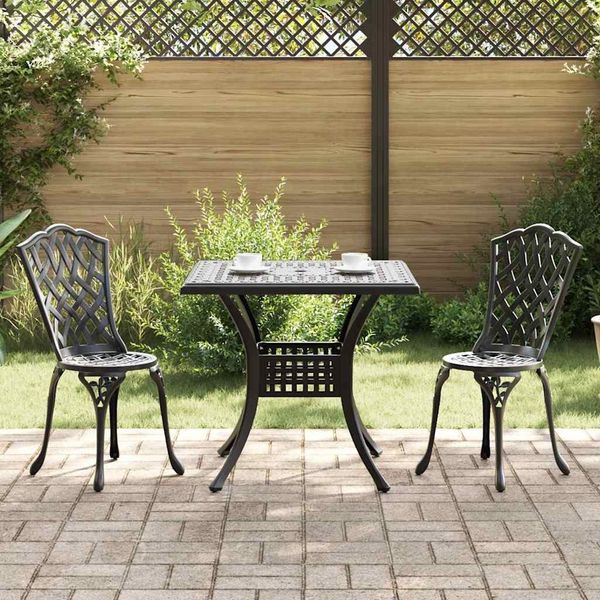 vidaXL Gartentisch Set 3 pcs Schwarz Gussaluminium 3334749