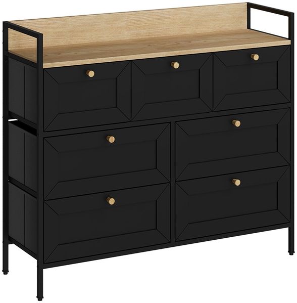 Kommode Belaro Schwarz 98 x 85 cm mit 7 Schubladen Vicco