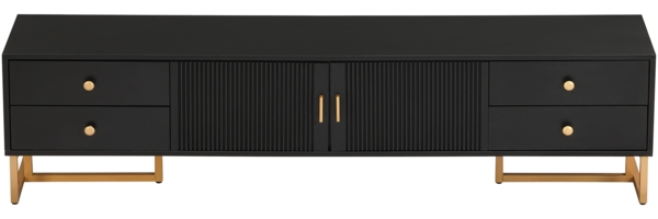 TV-Schrank, niedriges Paneel mit strukturierter Tür,175×30×46 cm, Schwarz,modernes Design, viel Stauraum Bild 9