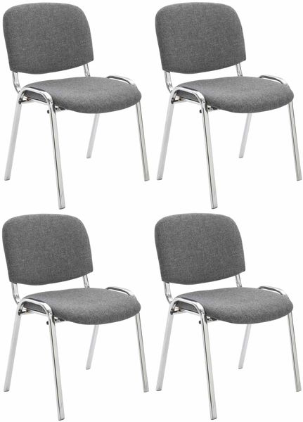 CLP 4er Set Stühle Ken Chrom Stoff gepolstert,grau