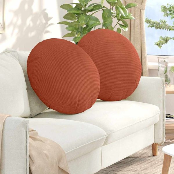 vidaXL Sitzkissen 2 pcs Rot-Orange Ø60 x 21 cm Cordstoff 42014230