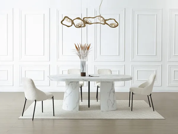 Vente-unique - CLOEVA Esstisch Holz, Platte Weiß - B 100 cm x H 76 cm x L 250 cm300 cm150 cm200 cm