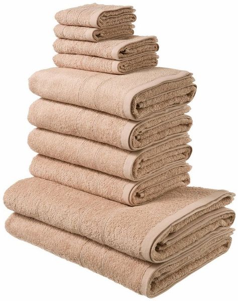 OTTO home Handtuch Set Inga, Duschtücher, Handtücher, Gästetücher, Seiftücher, Walkfrottier (10-St), Handtücher mit feiner Bordüre, 100% Baumwolle, einfarbig, weich