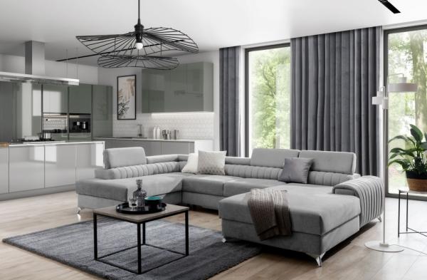 Wohnlandschaft mit Schlaffunktion Lacante und Bettkasten im modernen Design für stilvolles Wohnen