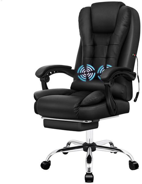 ALFORDSON Bürostuhl Gaming-Stuhl, Massage-Computerstuhl mit Wippfunktion, mit verstellbaren Armlehnen, höhenverstellbar, Schwarz