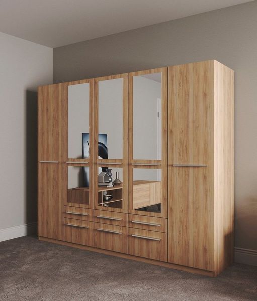 priess Kleiderschrank Schrank Garderobe Wäscheschrank Barcelona in 5 Breiten viel Stauraum, geräumige Schubkästen, mit Spiegel, MADE IN GERMANY