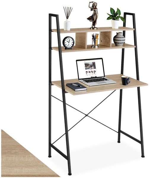 tectake Schreibtisch Computertisch Exeter 85,5x46,5x140cm (1-St, 1 tlg), Rustikaler Schreibtisch im schnörkellosen Industrial Style