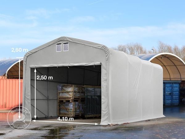 TOOLPORT Standsicheres Lagerzelt 5x8 m Weidezelt PVC Plane 850 N grau 100% Wasserdicht