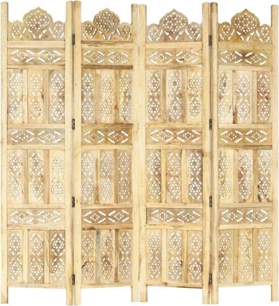 vidaXL 4-tlg. Raumteiler Handgeschnitzt 160×165 cm Mango Massivholz 285316 Bild 2