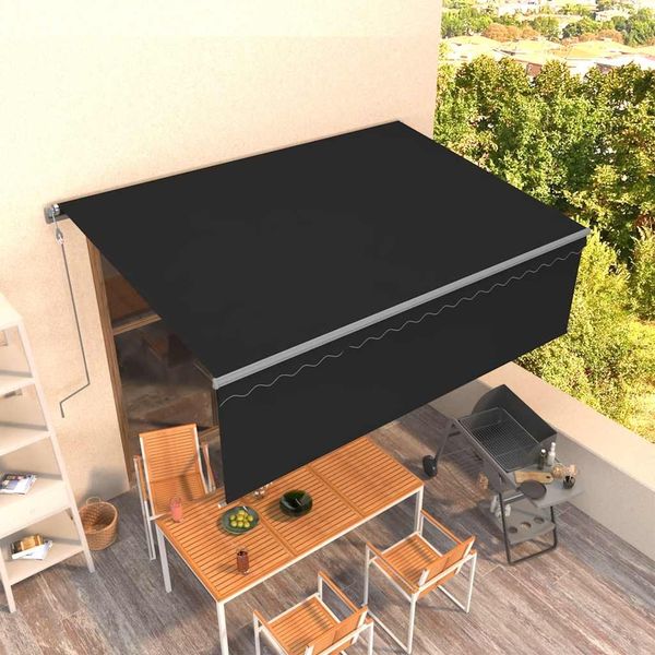 vidaXL Markise Automatisch Einziehbar mit Volant 4,5x3 m Anthrazit 3069449