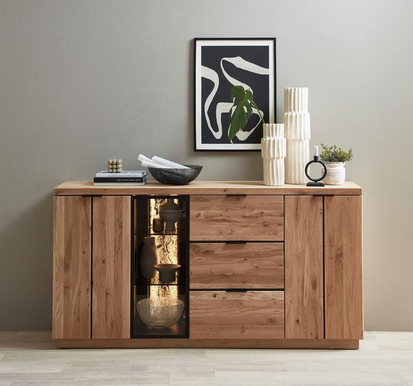 Innostyle Sideboard Donna Sideborad, 180 x 93 x 48 (BxHxT) (1 St), Beleuchtung optional bestellbar, 3 türig, 3 Schubkasten, Softclose