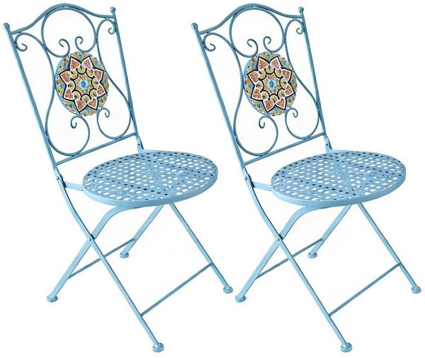 HTI-Living Gartenstuhl Gartenstuhl 2er-Set Metall Türkis Tunis (Set, 2 St)