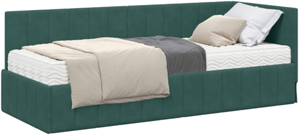 vidaXL Eckbettgestell mit Matratze mit Matratze 2 pcs Grün Samt 3393840