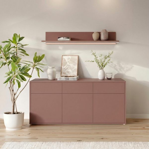 FORTE Sideboard Alice Springs, Sideboard, Breite 184,2 cm, viel Stauraum, Schubkästen mit Vollauszug, Push to open, grifflos