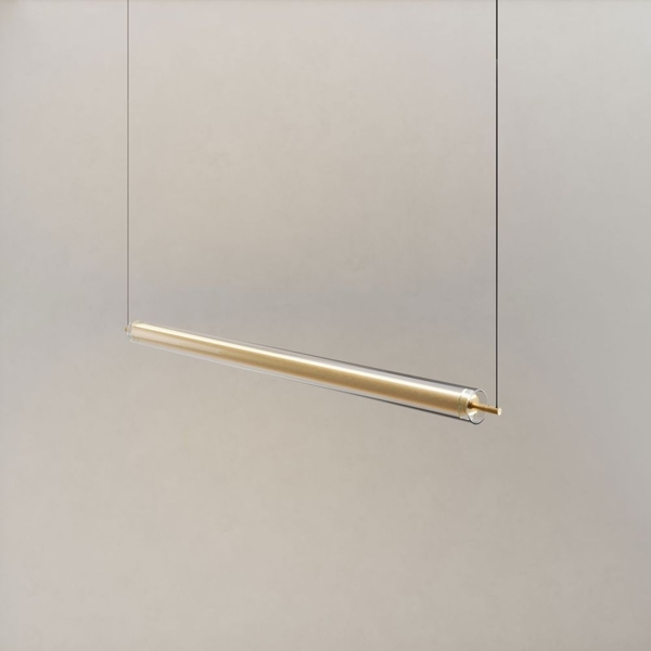 s.luce Ranya LED Up & Down Pendelleuchte mit Glas-Cover & Fernbedienung Gold, Klar 130cm