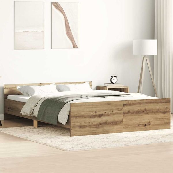 vidaXL Bettgestell ohne Matratze Artisan-Eiche 135x190cm Holzwerkstoff 3328788