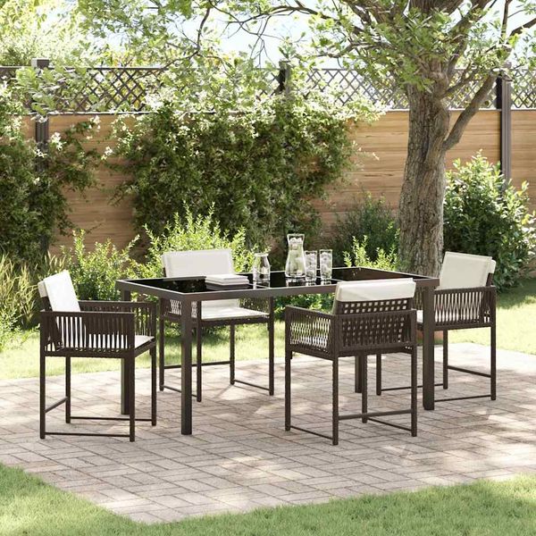 vidaXL Garten Essgruppe 5 pcs Braun Poly-Rattan 3380755