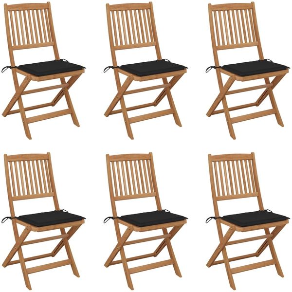 vidaXL Klappbare Gartenstühle 6 Stk. mit Kissen Massivholz Akazie 3065495