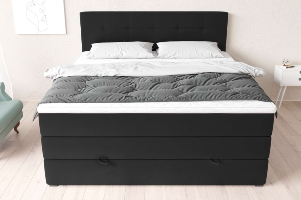 99rooms Madagaskar Boxspringbett Kunstleder MADRYT Schwarz 180x200 cm Taschen-Federung Bild 2