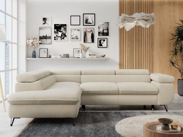 MKS MÖBEL Ecksofa PETER L, Set, Ecksofa L-form, HR35-Schaum, Wellenfederkern, Bettfunktion, Einstellbare Kopfstützen, Bettkasten