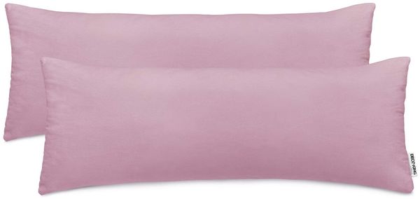 DecoKing 2 Kissenbezüge 40x145 cm Jersey Baumwolle Reißverschluss Erikafarben Amber