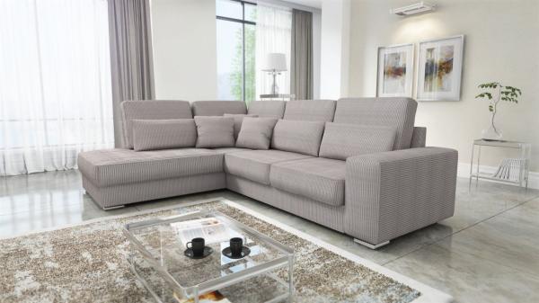 Ecksofa Sofa NEVIO XL Stoff Scala Graubraun Ottomane Links Bild 1